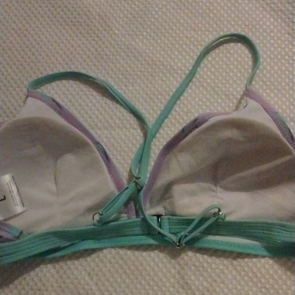 Undercurrent Juniors L Lilac and Mint Green Bikini Top with Flip Flop Pattern - Picture 3 of 5